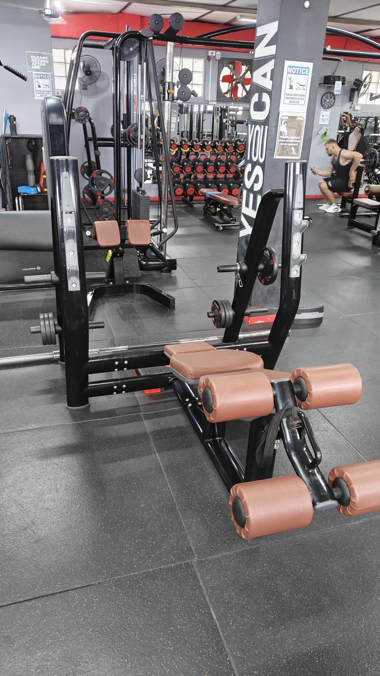 Adjustable incline bench with leg rollers at TM Fitness Hub in Valencia, Negros Oriental